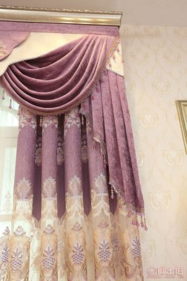 米瀾布藝 歐式客廳臥室紫色雪尼爾繡花窗簾布，廠家直銷打造家居藝術(shù)
